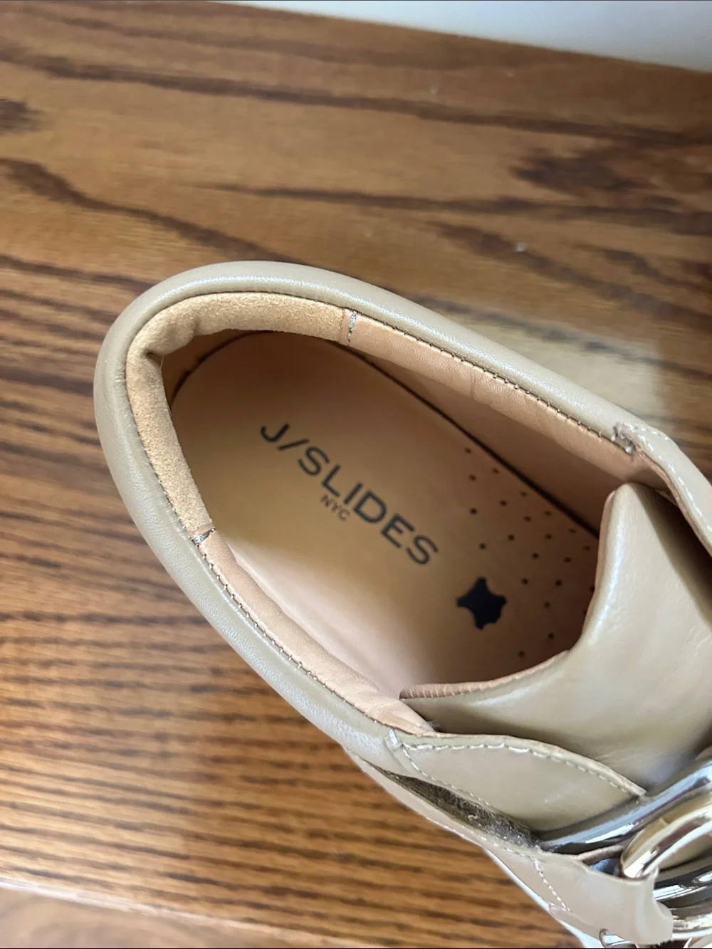 J/Slides Tan Platform Sneakers with Studded Straps